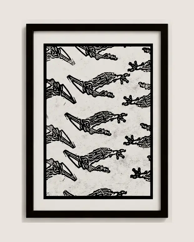 Claws — linocut, A5