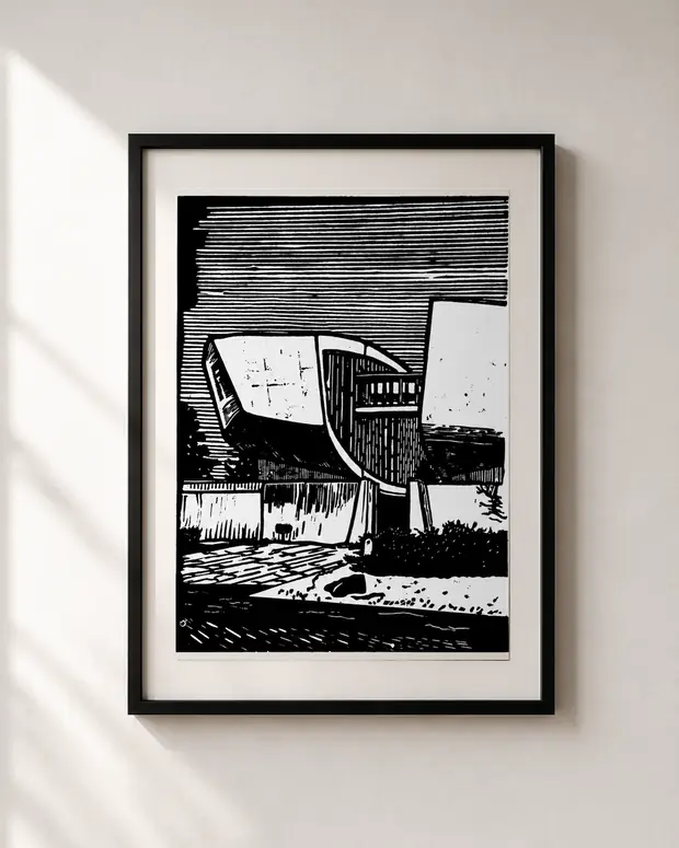 Concrete — linocut, A4