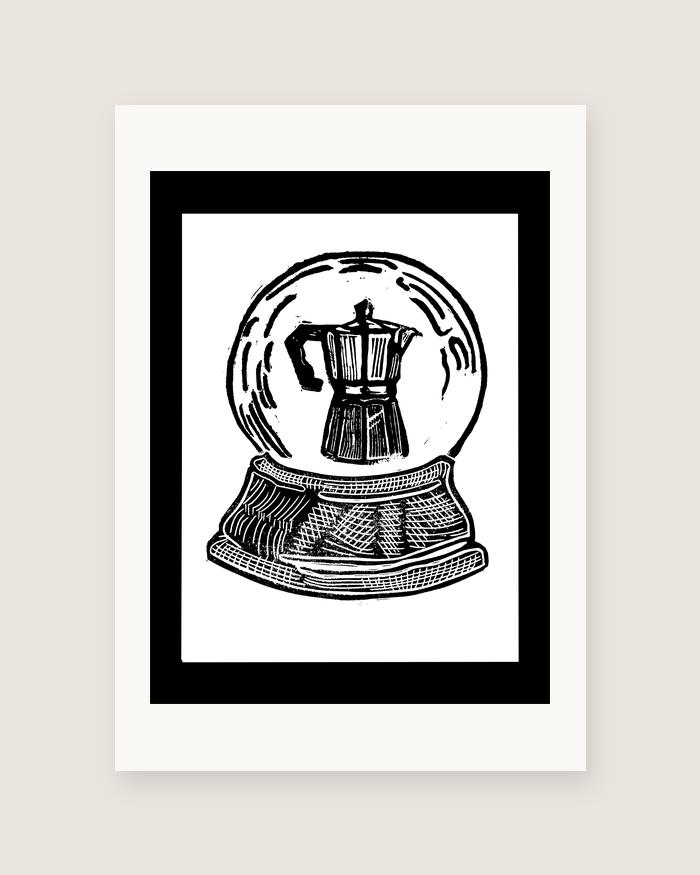 Snow Globe — Moka — linocut
