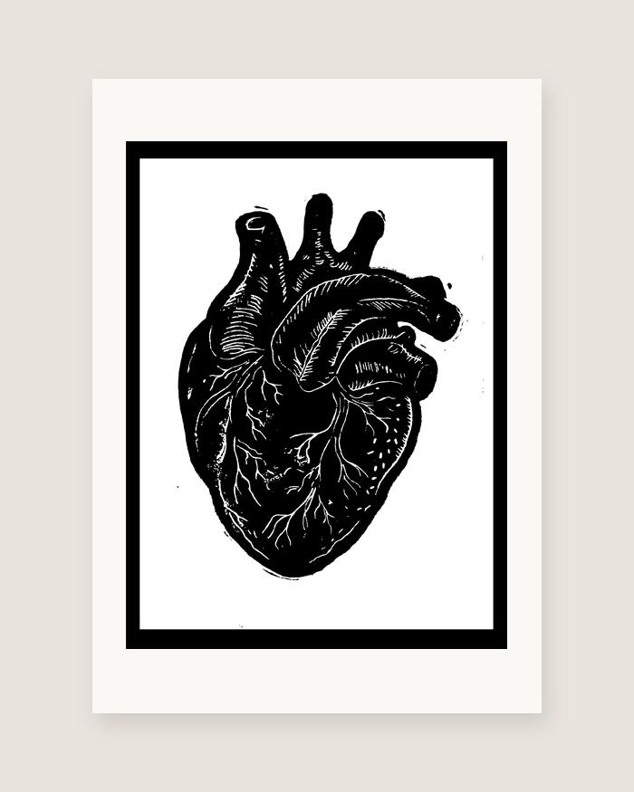Anatomical Heart — linocut, A5