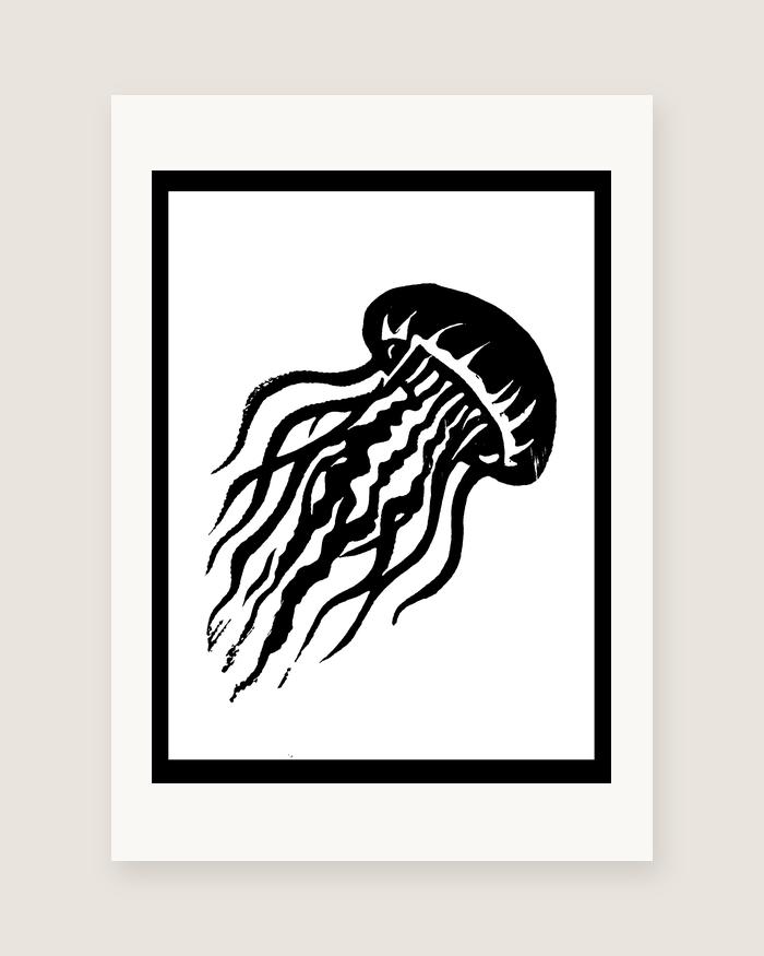 Jellyfish — linocut, A5