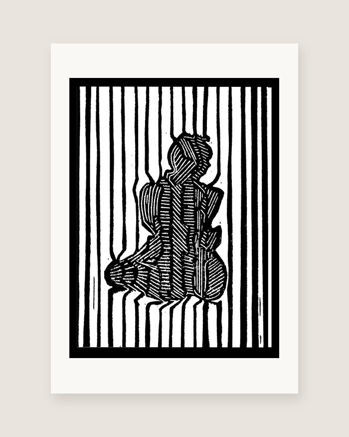 Stripes — linocut, A5